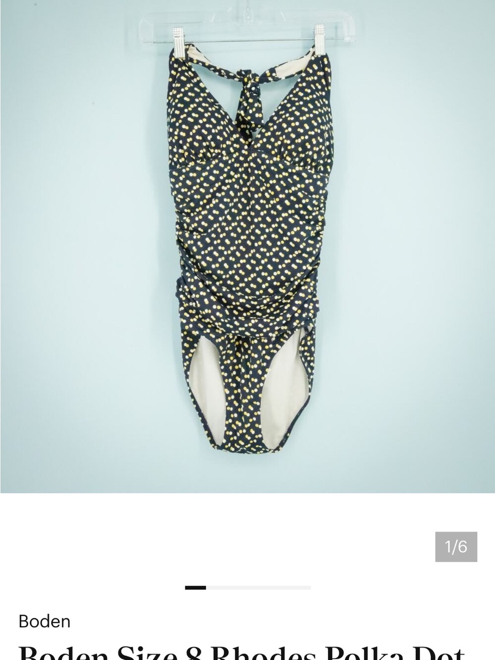 Boden navy Halter One-Piece with Tiny Yellow dot print - Picture 2 of 5